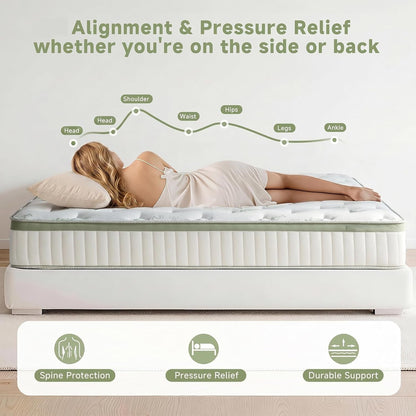 King Size Mattress, 14 Inch Hybrid King Mattress in a Box, Medium Firm Memory Foam Mattress, with Individual Pocket Springs, Upgrade Zoned Support, Motion Isolation&Pressure Relief, Certipur-Us4