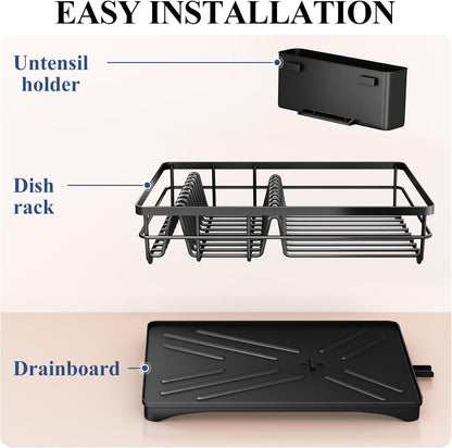 Dish Drying Rack for Kitchen Counter, 11.8" W X 16.7" L, Black7