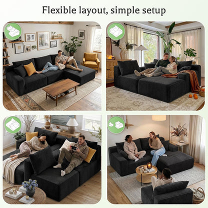 98" L Shaped Boneless Sectional Couches for Living Room, Dark Grey6