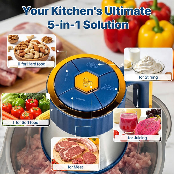 20 Cups Large Capacity Food Processor,5 Speed Electric Meat Grinder Vegetable Chopper,500W Powerful Motor 6 Bi-Level Blade Meat Mincer for Vegetable, Nuts, Onion, Garlic with 304 Stainless Steel Bowl4