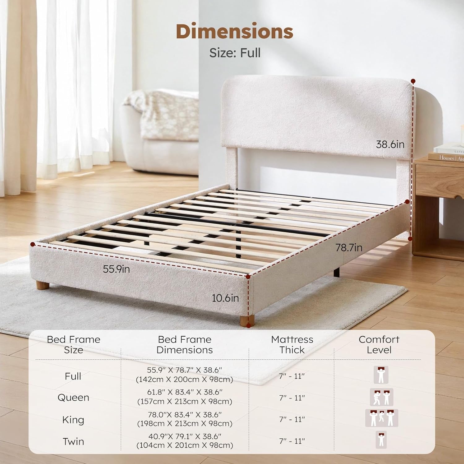 full-size-cloud-bed-frame-cream-white-boucle-platform-bed-upholstered