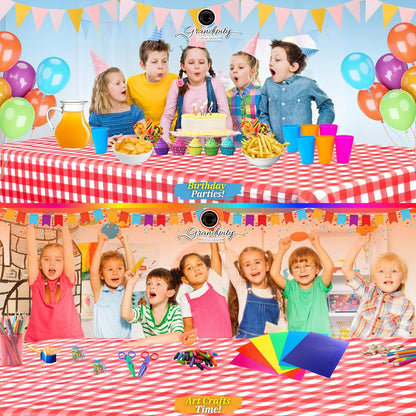 Plastic Table Cloth Disposable 12 Pack 54” X 108” Rectangle | Red Gingham Plastic Table Covers, Durable Disposable Tablecloths, Fade and Tear-Resistent Table Cover for Party, Event4