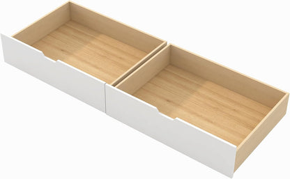 Full over Full Bunk Bed with Storage Staircase, Slide and 2 Drawers, Wood Bunk Bed Frame for Kids, Solid Pine Wood Bed with Guardrail, No Box Spring Needed, White8