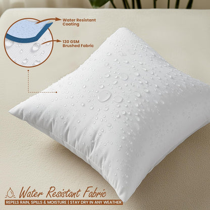 18X18 Outdoor Pillows, Water Resistant Throw Pillows, 2-Pack | Outdoor Throw Pillows, Water Repellent, Decorative Pillow for Patio Furniture & Porches, Plush & Supportive, Pack of 2, White4