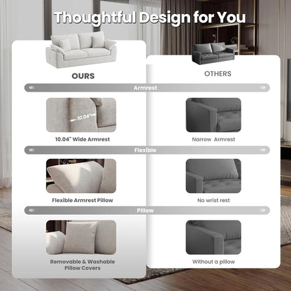 89.8" Modern Loveseat Sofa for Living Room, Cloud Boneless Couches with 4 Pillows, Mid Century Loveseat Couches for Small Place, No Assembly Required, Beige5