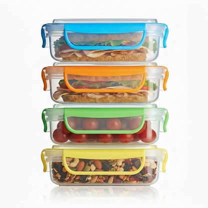 '- 4 Pack of Fun Size Leakproof Sandwich Containers - Reusable, BPA Free Sandwich Boxes. Airtight Seal. Also Great for Salads, Snacks, Fruit, Treats and Food Storage.2