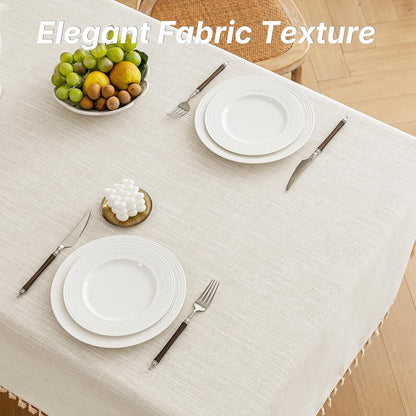 Ivory Tablecloths Rectangular 55 X 75 Inch, Linen Look3