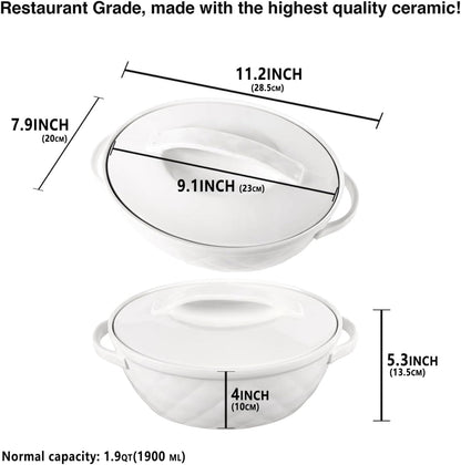 Oval Casserole Dish 1.9 Qt, French Onion Soup Ceramic Bakeware with Lids, Ceramic Cocotte, Baking Dish with Lids and Handles, Microwave, Dishwasher, Oven Safe2