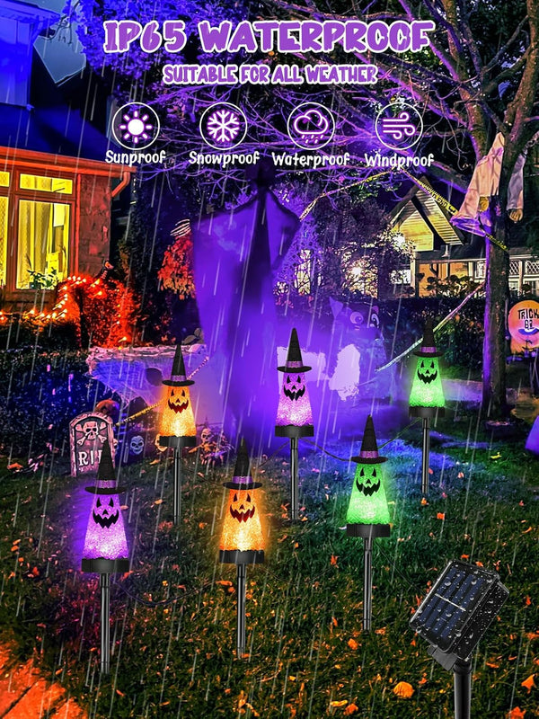 6 Pack Halloween Decorations Outdoor, Solar Ghost Pathway Lights Waterproof6