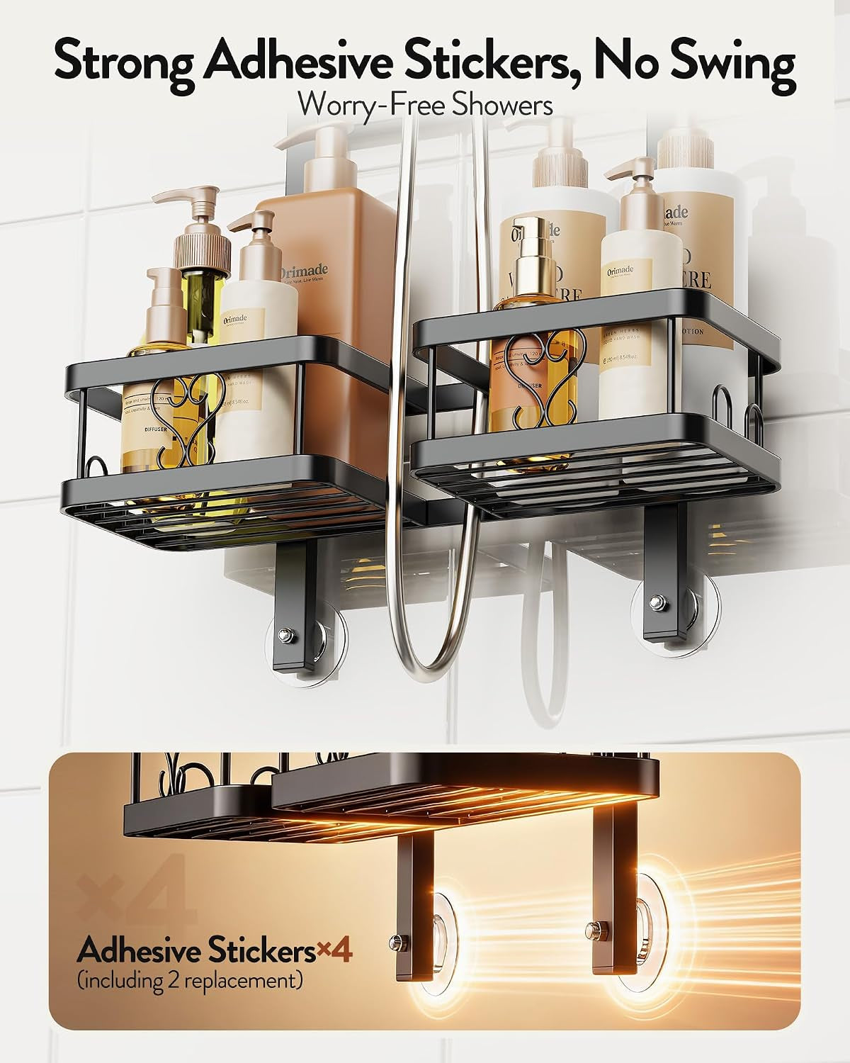adjustable-hanging-shower-caddy-for-handheld-shower-heads-rustproof-bathroom-shelf-organizer-over-showerhead-storage-rack-with-8-hooks-easy-clean-removable-baskets-triple-anti-slip-fixing