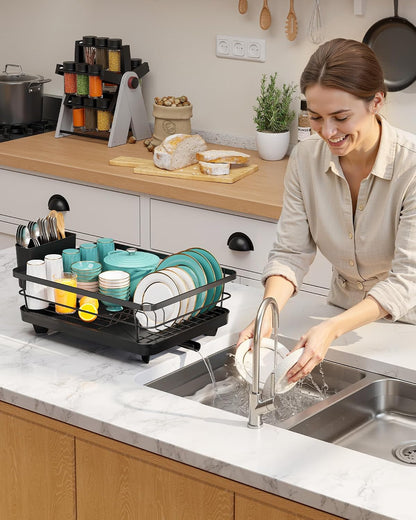 Dish Drying Rack - Stainless Steel Dish Rack with Drainboard for Kitchen Counter and Sink, 15.6" D X 12" W X 5" H, Black9