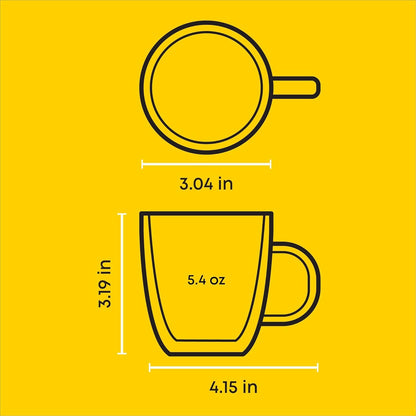 Savor Double Wall Insulated Glasses Espresso Mugs (Set of 2) - 5.4-Ounces2