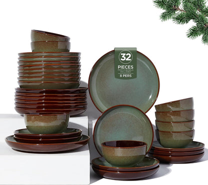 Ceramic Dinnerware Sets for 8, 32Pcs Plates and Bowls Sets Dish Set1
