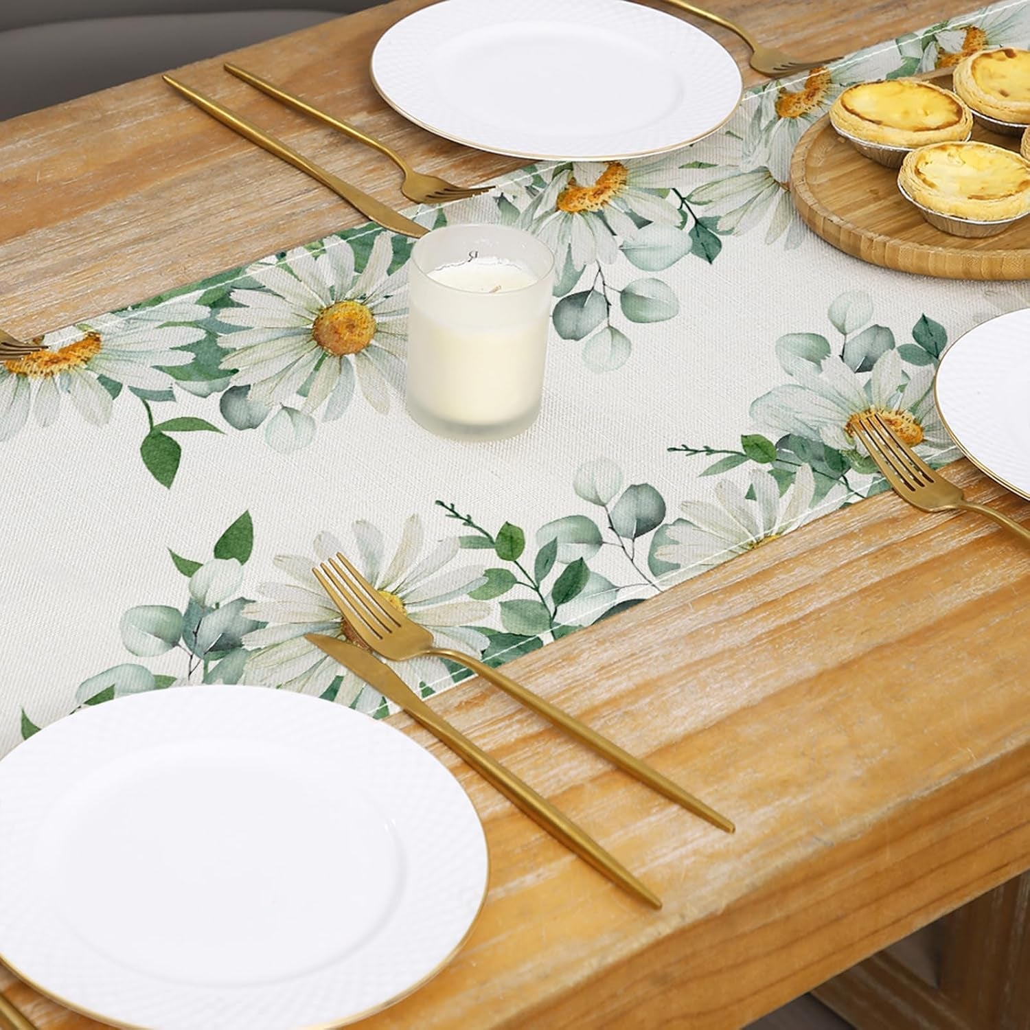 daisy-flowers-table-runner-13x72-inch-seasonal-spring-summer-green-plants-kitchen-dinning-table-decoration-for-indoor-outdoor-birthday-home-party-decor