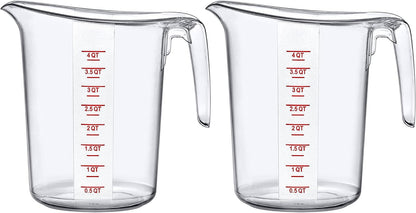 '- Melissa - 128-Ounce Plastic Measuring Pitcher (2-Pack), 16-Cup (4-Quart) Food-Grade Measuring Jug, Unbreakable, Stackable, Dishwasher-Safe, Great for Oil, Vinegar, Flour, and More4