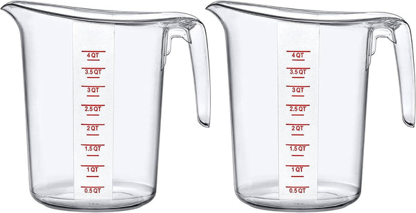 '- Melissa - 128-Ounce Plastic Measuring Pitcher (2-Pack), 16-Cup (4-Quart) Food-Grade Measuring Jug, Unbreakable, Stackable, Dishwasher-Safe, Great for Oil, Vinegar, Flour, and More4
