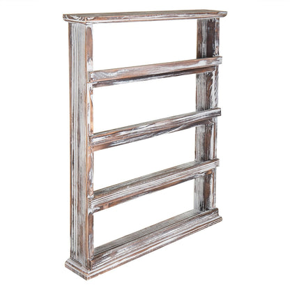 4 Tier Torched Wood Spice Rack Wall Mount Rustic Seasoning Shelf7