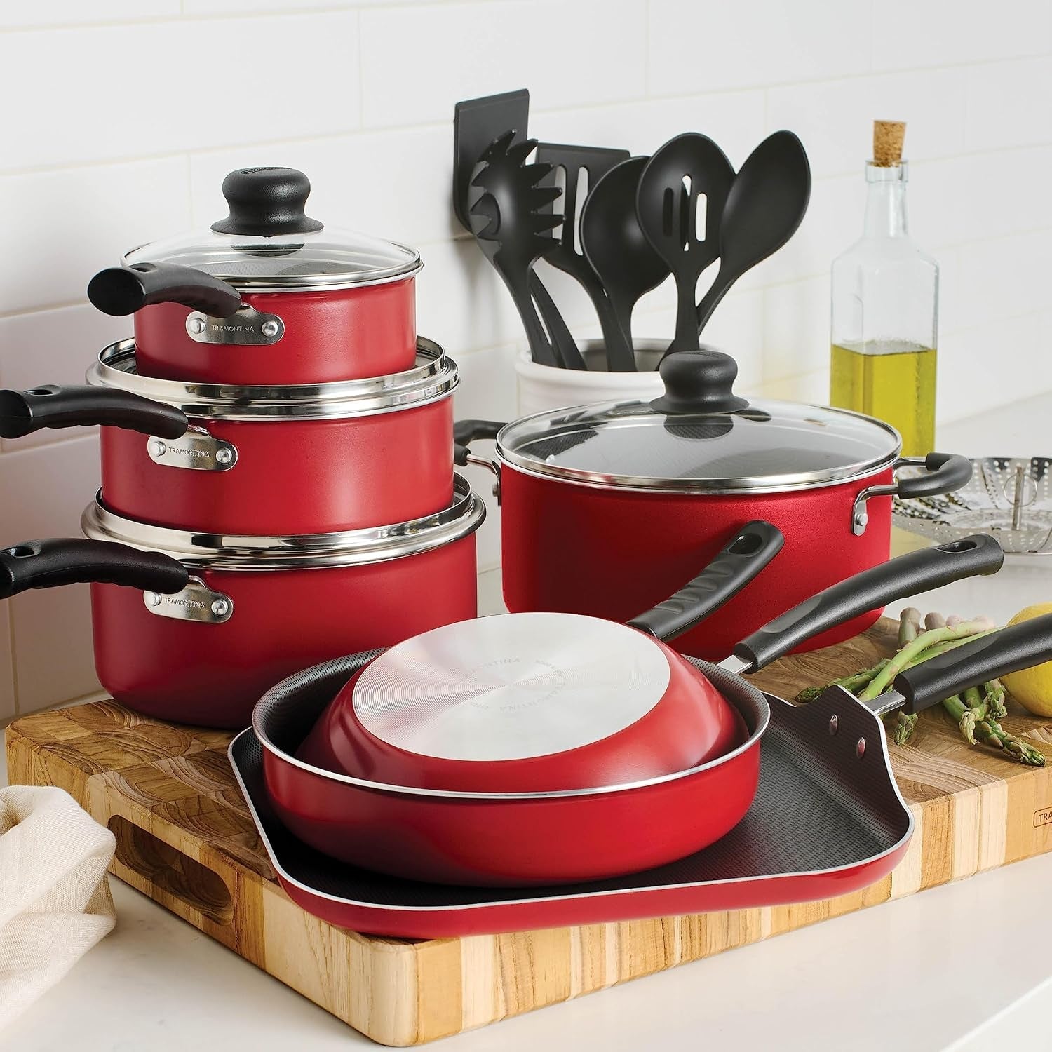 18-piece-nonstick-cookware-set-red-aluminum-construction-dishwasher-safe-compatible-with-gas-electric-ceramic-cooktops-includes-saute-pans-griddle-dutch-oven-cooking-utensils