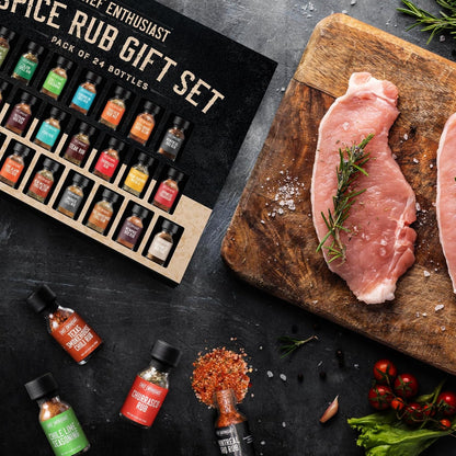 Grilling Spices & Seasoning Gift Set - 24 Unique Gourmet BBQ Spice Rub Sampler - Gift Set for Birthday, Anniversary, Men, Dads, Husbands - by s7