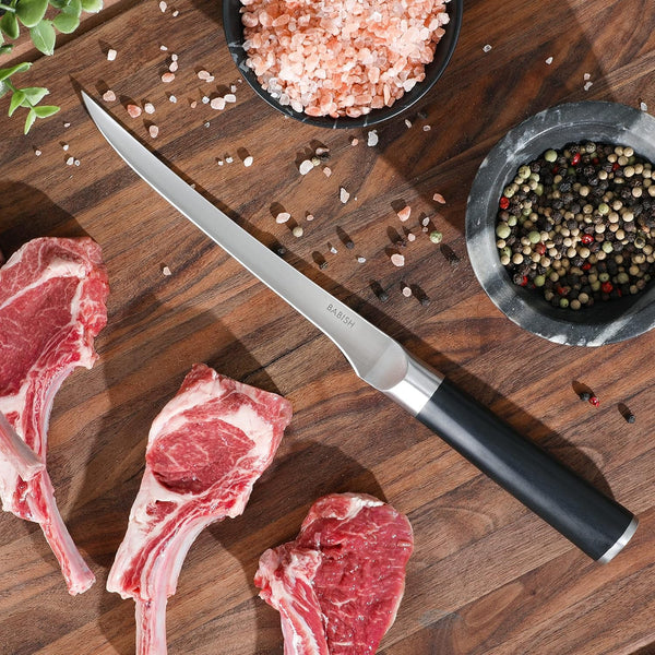 8-Inch Boning Knife – High-Carbon 1.4116 German Steel Kitchen Knife – Professional Cutlery for Precise Meat and Fish Deboning5