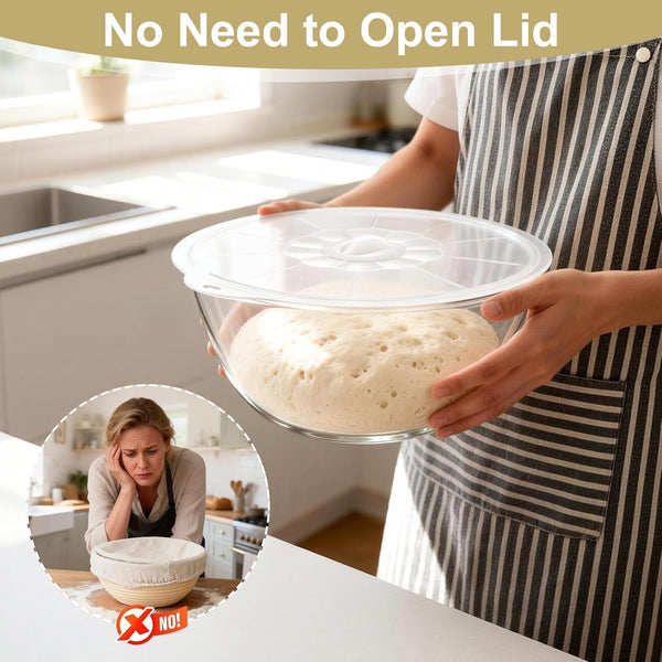 4.7 Quart Large Glass Mixing Bowl with Lid,Large Glass Bowl for Sourdough Bread Making,Kitchen Salad Bread Storage4