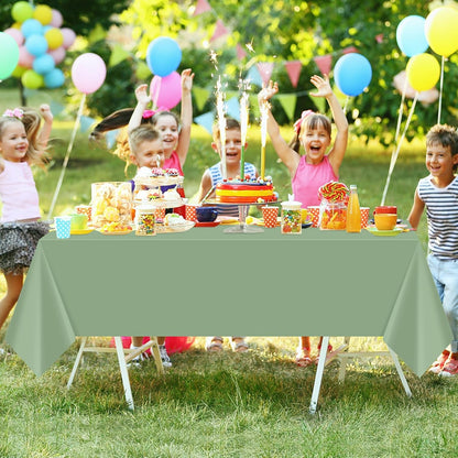2 Pcs Sage Green Tablecloth Plastic 54 ×108 Inches Rectangle Sage Green Tablecloth Disposable Plastic Waterproof Table Cover for Outdoor Picnic, Kitchen, Holiday Birthday Wedding Baby Shower Party6