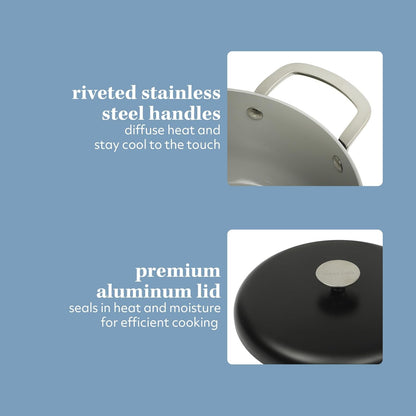 Sur La Table Kitchen Essentials Potluck Porch 5 Quart Aluminum Dutch Oven Pot W/Aluminum Lid PFA FREE Ceramic Interior Cookware Pot - Induction - Black7