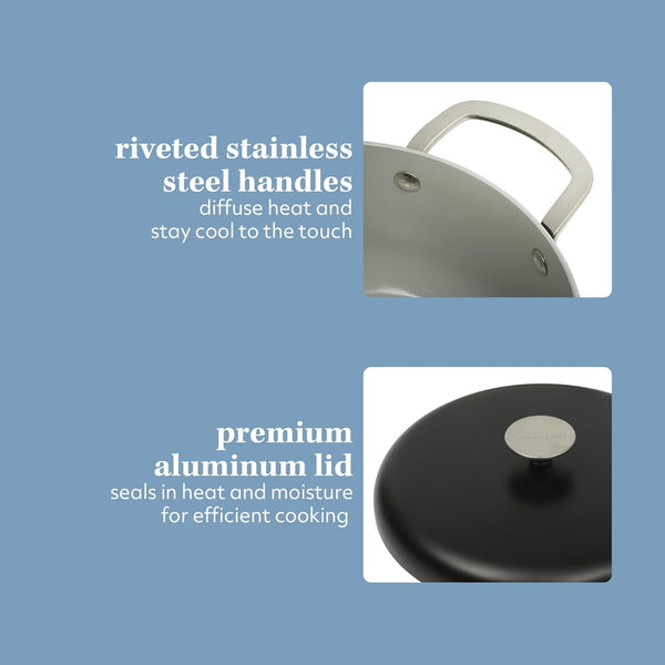 Sur La Table Kitchen Essentials Potluck Porch 5 Quart Aluminum Dutch Oven Pot W/Aluminum Lid PFA FREE Ceramic Interior Cookware Pot - Induction - Black7
