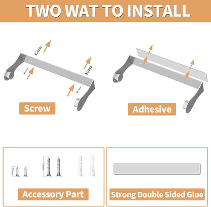 Paper Towel Holder under Cabinet, Wall Mount, Adhesive or Drilling, Silver5