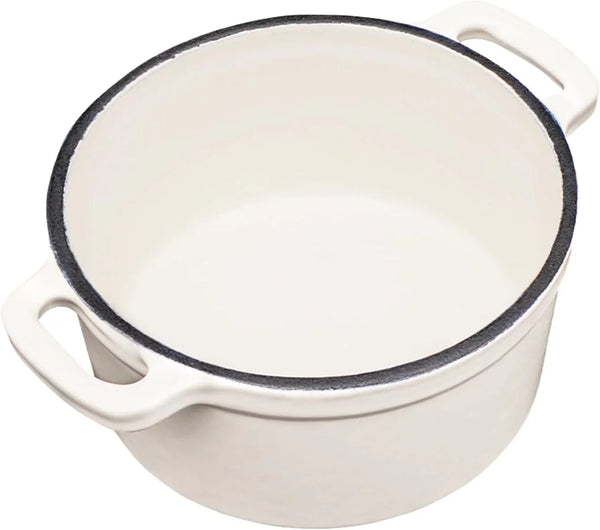 Mini Cocotte 16 Oz Mini Dutch Oven 0.5 Qt. Cast Iron Garlic Roaster for Oven Garlic Confit Pot Ramekins with Lids Oven Safe Set of 2, White5