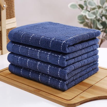 100% Cotton Terry Kitchen Towels, 4 Pack, Navy Blue8