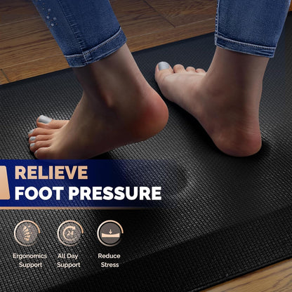 anti Fatigue Mat for Standing, 9/10 Extra Thick Ergonomic Standing Desk Mat, Comfort Memory Foam Standing Mat at Home,Office All Day (20" X 32", Black, 1PC)3