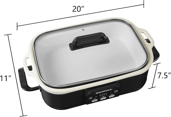 Magnifique 4 Quart Casserole Digital Slow Cooker, Premium Ceramic Bakeware for Oven, Dishwasher Safe Baking Dish,Black7