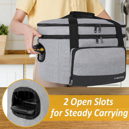 2 Layer Slow Cooker Carrier, Compatible with 6, 7, 8 Quart Crockpot | Insulated Large Slow Cooker Travel Bag with Bottom Pad Lid Fasten Straps, for Family Gathering Potluck, Gift for Women5