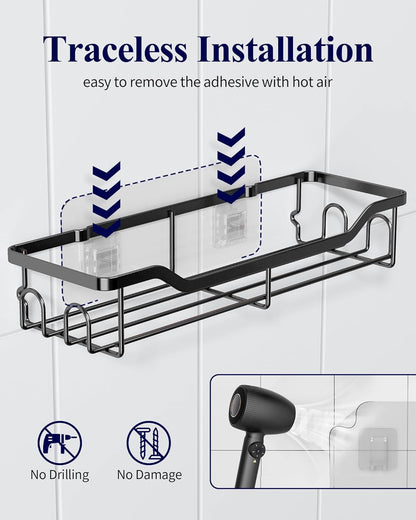 Shower Caddy, Adhesive Shower Organizer, Large, Black5