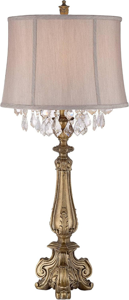 Dubois 37 1/4" Large Table Lamp Crystal Gold Spray Console Antique8