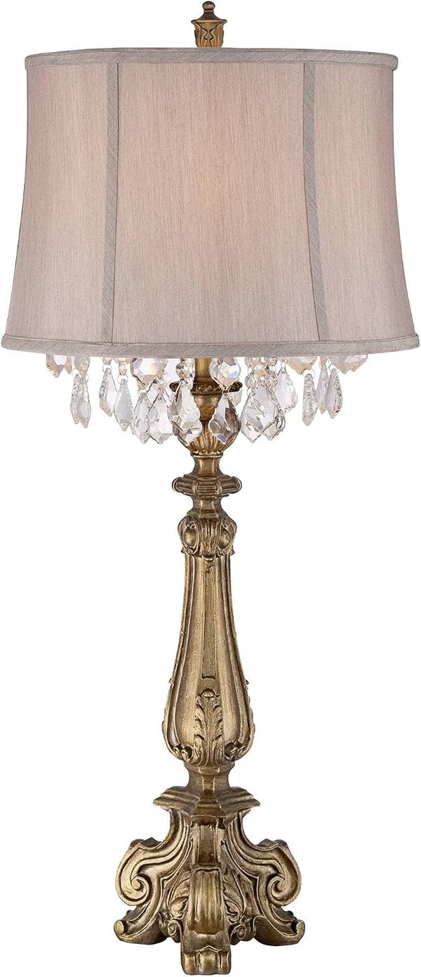 Dubois 37 1/4" Large Table Lamp Crystal Gold Spray Console Antique8