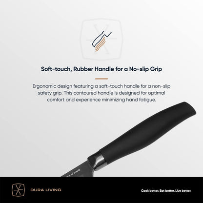 Santoku Knife - 7 Inch Black Nonstick Titanium Plated Stainless Steel Ultra Sharp Blade, with Ergonomic Comfort Grip Handle Asian Chef'S Knife, with Matching Sheath6
