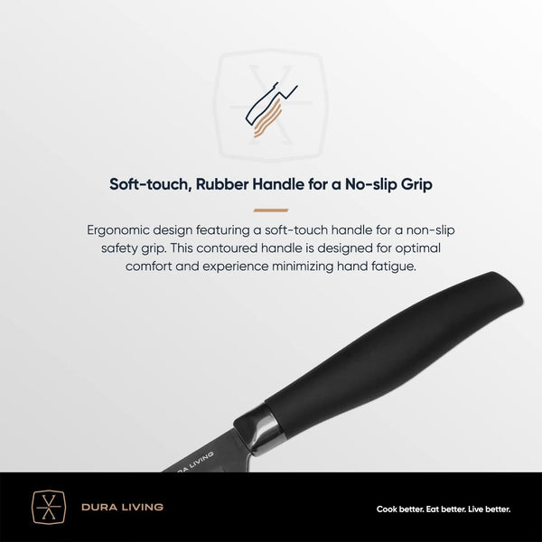 Santoku Knife - 7 Inch Black Nonstick Titanium Plated Stainless Steel Ultra Sharp Blade, with Ergonomic Comfort Grip Handle Asian Chef'S Knife, with Matching Sheath6