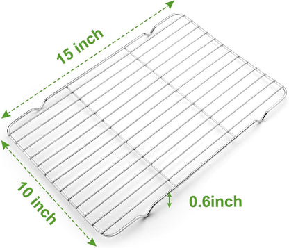 Cooling Rack and Baking Rack, Stainless Steel, 2PCS, 10" X 15" | Heavy Duty Cooling Racks for Cooking and Baking, Sturdy Wire Rack for Baking & Grilling, Easy to Clean Oven & Dishwasher Safe2