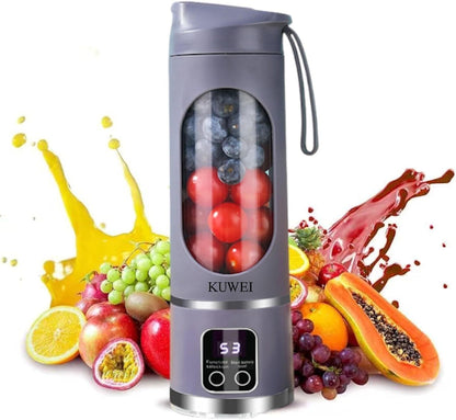 Portable Blender Cordless USB-C Rechargeable 15OZ Juicer Cup Purple | Personal Compact Travel Fresh Juice Self-Cleaning Leakproof Lid Smart Display 12 Blades with Strong Blending Shakes Smoothies1
