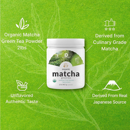 Organic Matcha Green Tea Powder, 2 Lb (907G) | First Harvest, Culinary Grade | Japanese Sourced Cafe Mix | Zero Sugar, Keto Friendly, Non-Gmo, Vegetarian4