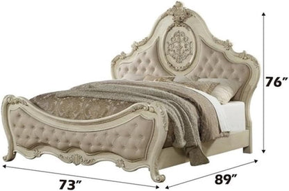 Ragenardus Queen Bed - 27010Q - Beige Linen & Antique White5