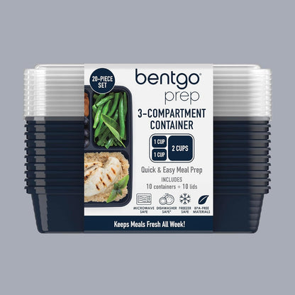 Bentgo Prep 3-Compartment Meal Prep Containers with Lids, 20 Piece Set8