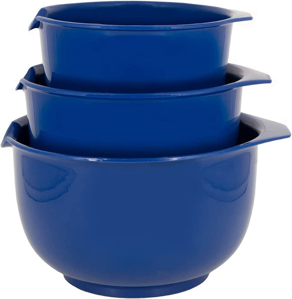 Mixing Bowls with Pour Spout, Set of 3 Nesting Design Saves Space Non-Slip, BPA Free, Dishwasher Safe Plastic Kitchen Cooking and Baking Supplies, Blue1