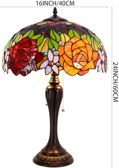 Table Lamp Base Replacement Only with 6 Pcs Bulb, Wide 6.5 Height 24 Inch, Fit for 12, 14, 16, 18 Inch Tiffany Style Stained Glass Lampshade, Dark Bronze Finish, Resin, Pull Chain Switch5