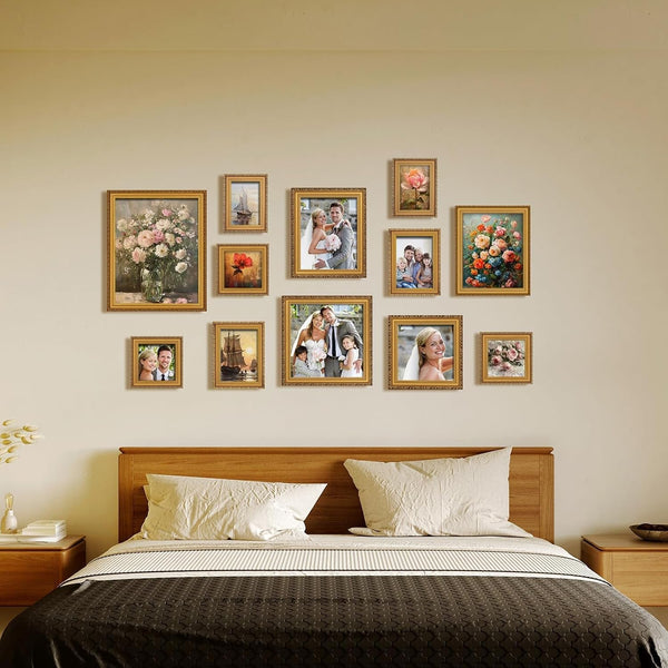 8×10 Picture Frame Gold - Picture Frames for Wall Hanging and Tabletop Display, Ornate Photo Frame for Poster,Vintage Frames,With Acrylic8