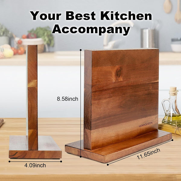 Magnetic Knife Block Double Sided Magnetic Knife Holder Rack with Strong Enhanced Magnets Acacia Wood Magnetic Knife Storage Stand8