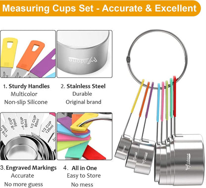 Stainless Steel 8-Piece Measuring Cups Set with Silicone Handle3