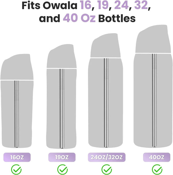 8PCS Stainless Steel Straws Fit for Owala Bottle 16-40Oz, 4 Lengths | Metal Reusable Straws Compatible with Freesip 19Oz 24Oz 32Oz 40Oz, Tritan 25Oz, Kids’ Freesip 16Oz, 2 Brushes & Bag (Silver)2